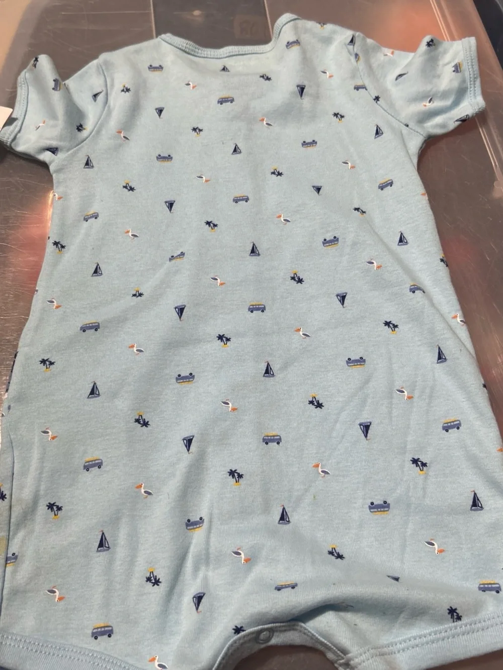 Carter's Light Blue Pelican Short-Sleeve Romper